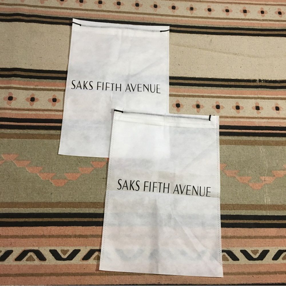 TWO (2) Saks Fifth Ave Sheer White Dustbag medium approx 15” x 10” travel